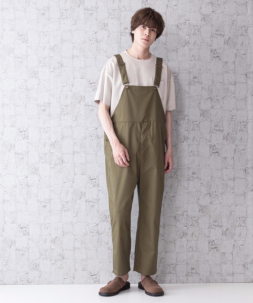 Blue Standard （ブルースタンダード）の「【BLUE STANDARD】ビッグシルエット　ツイルオーバーオール（サロペット/オーバーオール・メンズ・ブラック/ベージュ/オフホワイト/カーキ/ブルー・MEDIUM/LARGE）」の4枚目の写真