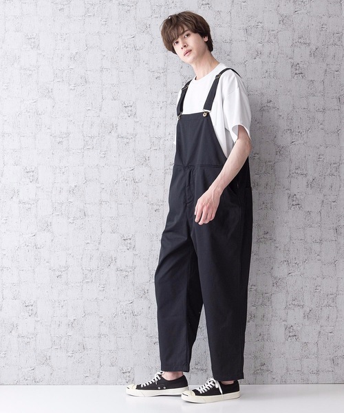 Blue Standard （ブルースタンダード）の「【BLUE STANDARD】ビッグシルエット　ツイルオーバーオール（サロペット/オーバーオール・メンズ・ブラック/ベージュ/オフホワイト/カーキ/ブルー・MEDIUM/LARGE）」の2枚目の写真