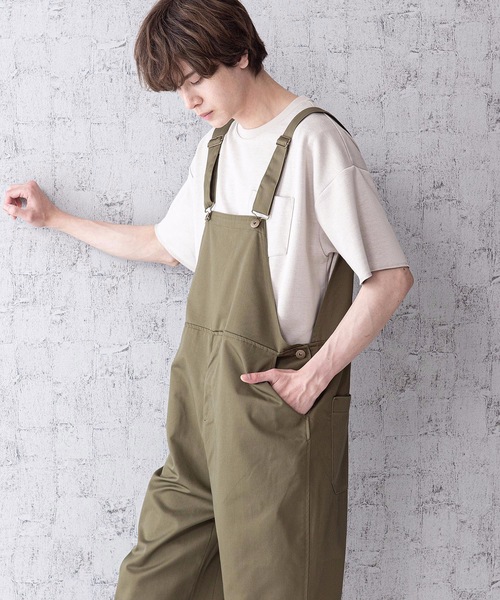 Blue Standard （ブルースタンダード）の「【BLUE STANDARD】ビッグシルエット　ツイルオーバーオール（サロペット/オーバーオール・メンズ・ブラック/ベージュ/オフホワイト/カーキ/ブルー・MEDIUM/LARGE）」の21枚目の写真