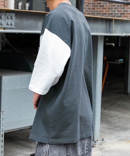 PairPair（ペアペア）の「バイカラーBOXTシャツ（ユニセックス）（Tシャツ/カットソー・レディース・グレイッシュブルー/オフホワイト/ライトグレー・FREE）」の22枚目の写真