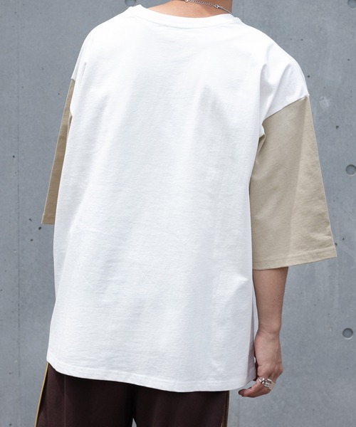 PairPair（ペアペア）の「バイカラーBOXTシャツ（ユニセックス）（Tシャツ/カットソー・レディース・グレイッシュブルー/オフホワイト/ライトグレー・FREE）」の19枚目の写真