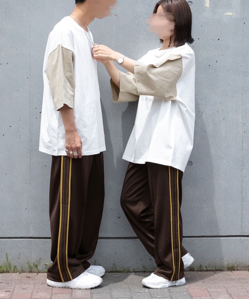 PairPair（ペアペア）の「バイカラーBOXTシャツ（ユニセックス）（Tシャツ/カットソー・レディース・グレイッシュブルー/オフホワイト/ライトグレー・FREE）」の18枚目の写真