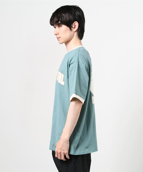 Limited Line Naive Magic(リミテッドラインナイーブマジック)の「【a】天竺カレッジプリントリンガーTシャツ(Tシャツ/カットソー・メンズ・ベージュ/ホワイト/グリーン・MEDIUM/LARGE)」の7枚目の写真