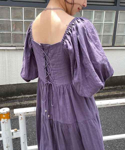 Chico(チコ)の「シャーリング2wayティアードワンピース(ワンピース・レディース・ピンク/ホワイト/パープル/ブラック・FREE)」の17枚目の写真