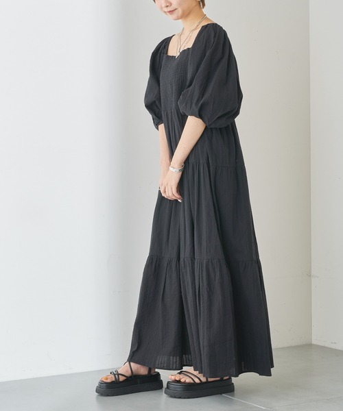 Chico(チコ)の「シャーリング2wayティアードワンピース(ワンピース・レディース・ピンク/ホワイト/パープル/ブラック・FREE)」の12枚目の写真