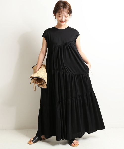 SLOBE IENA（スローブイエナ）の「フレンチスリーブティアードカットワンピース【手洗い可能】◆（ワンピース・レディース・チャコールグレー/ブラック/ラベンダー・38/36）」の21枚目の写真