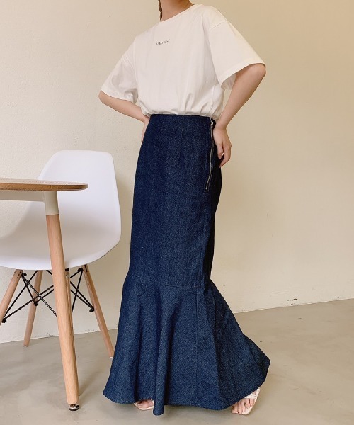 VANNIE U(ヴァニーユー)の「デニムマーメイドスカート(スカート・レディース・ライトブルー/ブルー/アイボリー・FREE)」の12枚目の写真