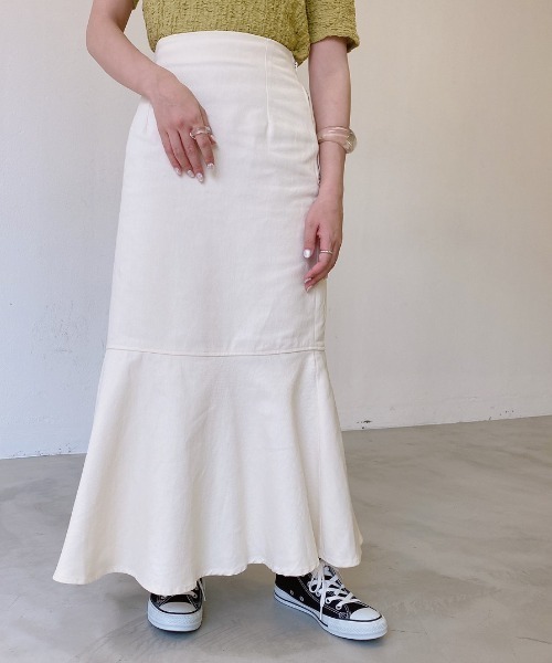 VANNIE U(ヴァニーユー)の「デニムマーメイドスカート(スカート・レディース・ライトブルー/ブルー/アイボリー・FREE)」の10枚目の写真