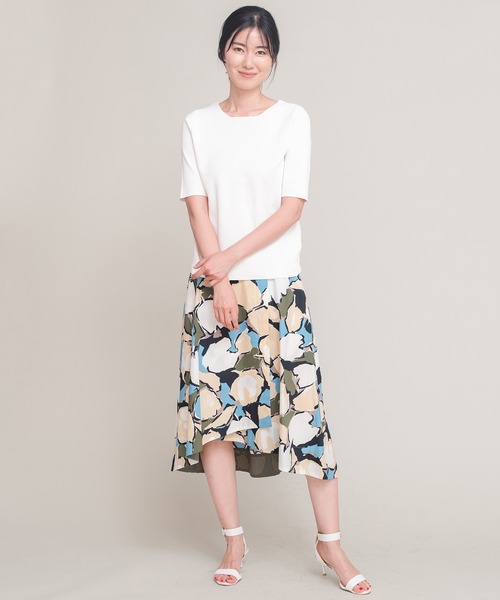 COOMB（クーム）の「ストレッチニット半袖プルオーバー（ニット/セーター・レディース・ネイビー/ホワイト・40(L)）」の13枚目の写真