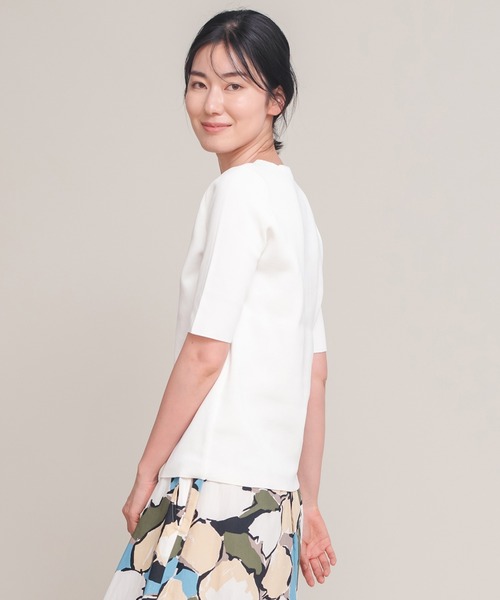 COOMB（クーム）の「ストレッチニット半袖プルオーバー（ニット/セーター・レディース・ネイビー/ホワイト・40(L)）」の15枚目の写真