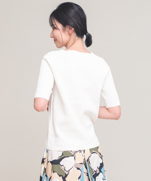 COOMB（クーム）の「ストレッチニット半袖プルオーバー（ニット/セーター・レディース・ネイビー/ホワイト・40(L)）」の14枚目の写真