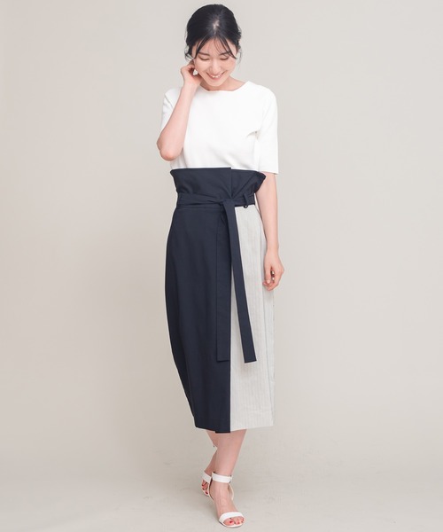 COOMB（クーム）の「ストレッチニット半袖プルオーバー（ニット/セーター・レディース・ネイビー/ホワイト・40(L)）」の11枚目の写真