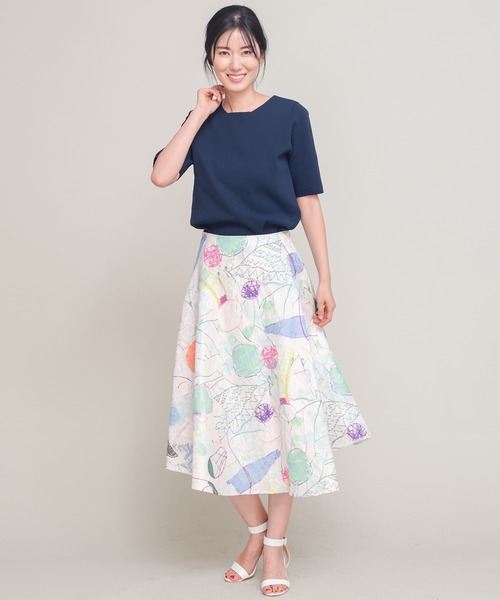 COOMB（クーム）の「ストレッチニット半袖プルオーバー（ニット/セーター・レディース・ネイビー/ホワイト・40(L)）」の5枚目の写真