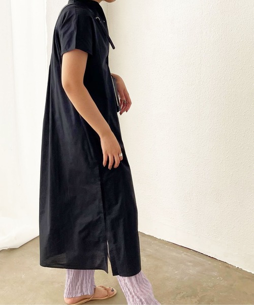 Shelly island（シェリーアイランド）の「シアーコットンシャツワンピース（シャツワンピース・レディース・ホワイト/ブラック・M）」の11枚目の写真