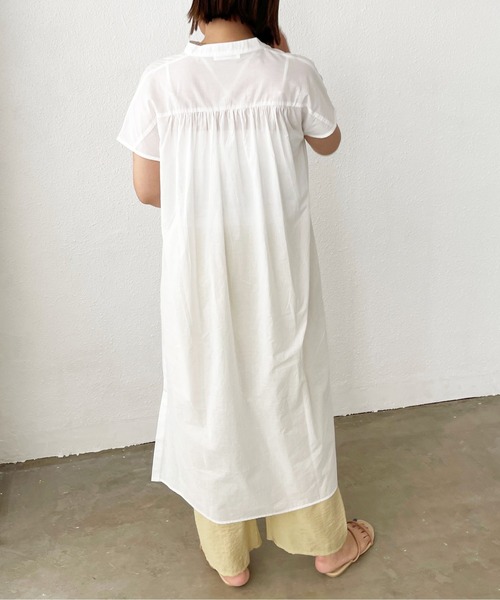 Shelly island（シェリーアイランド）の「シアーコットンシャツワンピース（シャツワンピース・レディース・ホワイト/ブラック・M）」の7枚目の写真