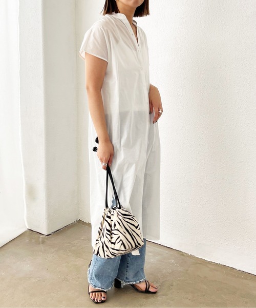 Shelly island（シェリーアイランド）の「シアーコットンシャツワンピース（シャツワンピース・レディース・ホワイト/ブラック・M）」の3枚目の写真