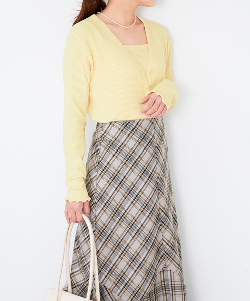 Heather（ヘザー）の「ホソミエリブカーデキャミセット　216696（Tシャツ/カットソー・レディース・ブラック/ホワイト/グリーン/イエロー・FREE）」の4枚目の写真