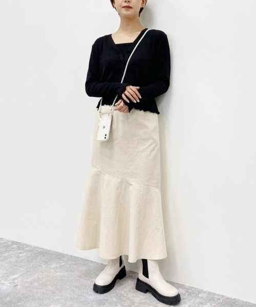 Heather（ヘザー）の「ホソミエリブカーデキャミセット　216696（Tシャツ/カットソー・レディース・ブラック/ホワイト/グリーン/イエロー・FREE）」の5枚目の写真