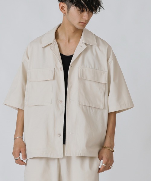 ADMIX/ATELIER SAB MEN（アドミックスアトリエサブメン）の「【Lounge wear】コットンツイル オーバーサイズ CPO シャツブルゾン（シャツ/ブラウス・メンズ・オフホワイト/ホワイト系その他/ブラック/ブラック系その他/チャコールグレー/グレー系その他/ベージュ/ネイビー/ブルー系その他/グレイッシュブルー/レオパード・48/50）」の2枚目の写真