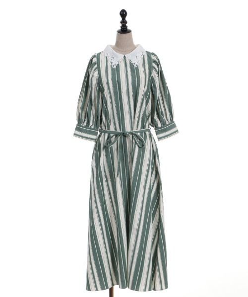 新品タグ付き♡axes femme♡ストライプローズ柄レース OP axes femme（アクシーズファム）の「ストライプローズ柄レース