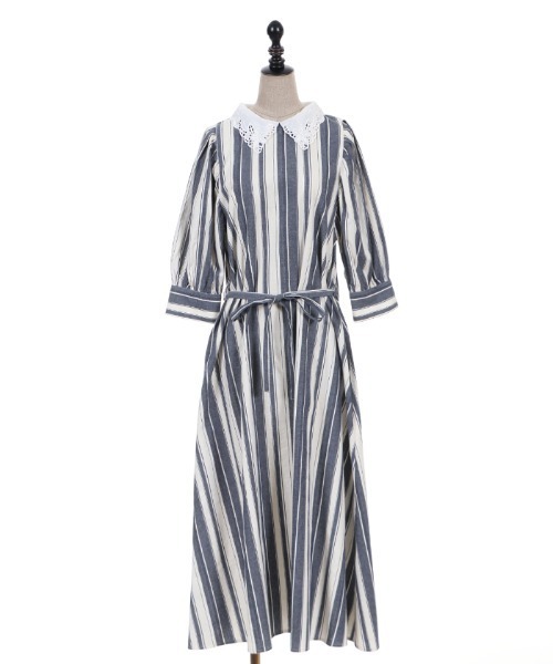 axes femme アクシーズファム　ロングワンピース　ストライプ　Mサイズ ストライプローズ柄ワンピース | レディース服・レディース