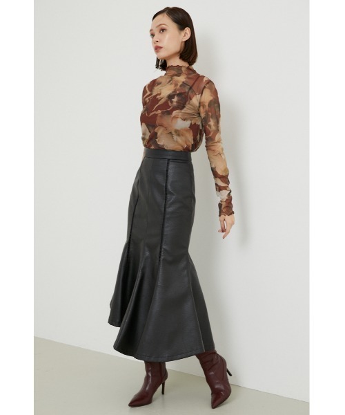 rienda（リエンダ）の「フェイクレザーマーメイドヘムスカート（スカート・レディース・ブラック/グリーン/キャメル・SMALL/MEDIUM）」の4枚目の写真