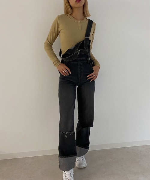 Avvenente（アベネンテ）の「【Avvenente】ヘンリーネックロングTシャツ（Tシャツ/カットソー・レディース・ブラック/ベージュ/ピンク・M）」の7枚目の写真