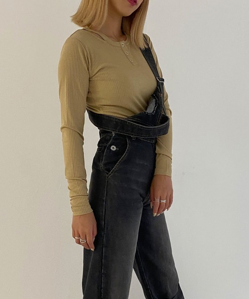 Avvenente（アベネンテ）の「【Avvenente】ヘンリーネックロングTシャツ（Tシャツ/カットソー・レディース・ブラック/ベージュ/ピンク・M）」の6枚目の写真