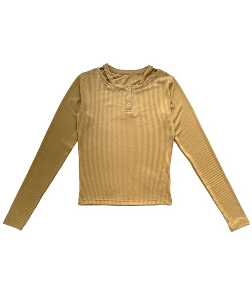 Avvenente（アベネンテ）の「【Avvenente】ヘンリーネックロングTシャツ（Tシャツ/カットソー・レディース・ブラック/ベージュ/ピンク・M）」の18枚目の写真