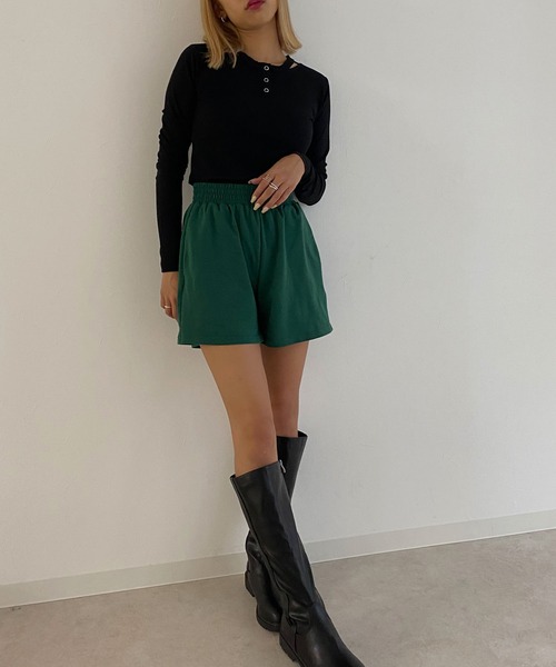 Avvenente（アベネンテ）の「【Avvenente】ヘンリーネックロングTシャツ（Tシャツ/カットソー・レディース・ブラック/ベージュ/ピンク・M）」の12枚目の写真