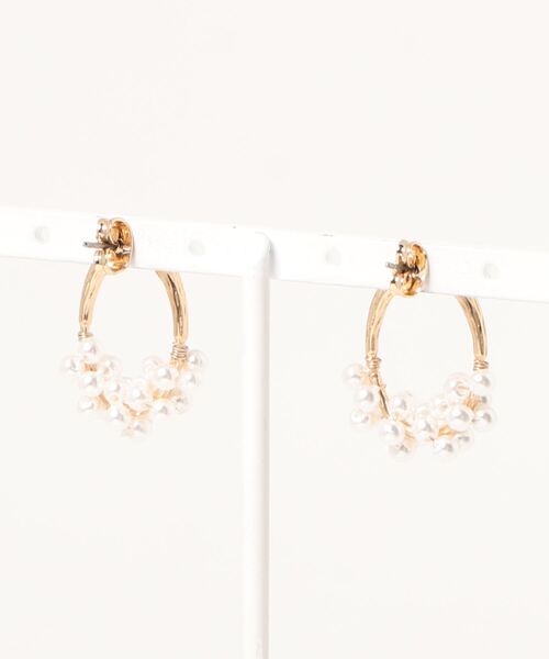 ROPE' PICNIC（ロペピクニック）の「変型サークルパールラインピアス（ピアス（両耳用）・レディース・ゴールド・FREE）」の2枚目の写真