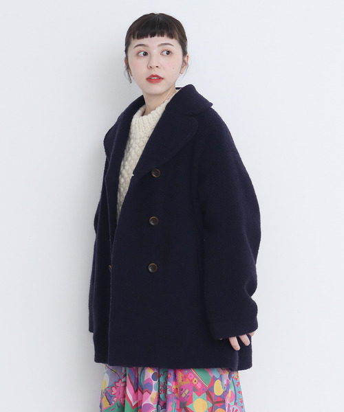 CHILD WOMAN(チャイルドウーマン)の「WOOL混パイル コート(その他アウター・レディース・ベージュ/ネイビー・FREE)」の1枚目の写真