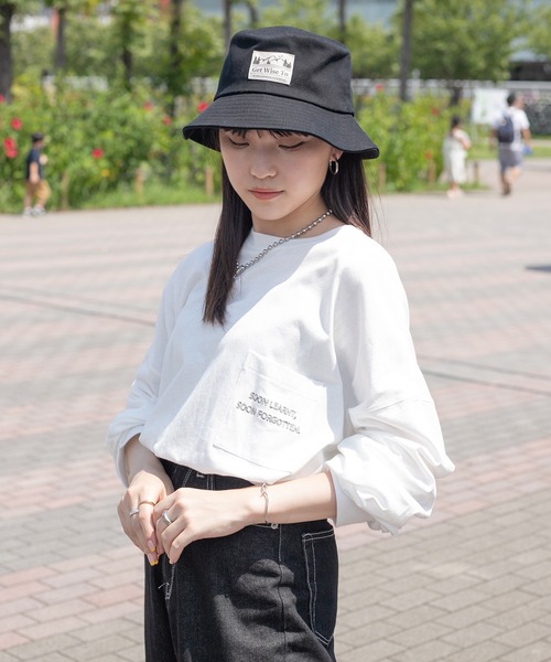 PairPair(ペアペア)の「ポケット刺繍ロンT(ユニセックス)(Tシャツ/カットソー・メンズ・オフホワイト/ブラウン/スミクロ・FREE)」の6枚目の写真