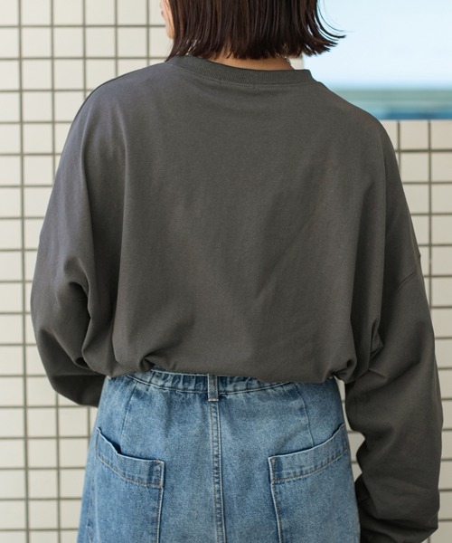 PairPair(ペアペア)の「ポケット刺繍ロンT(ユニセックス)(Tシャツ/カットソー・メンズ・オフホワイト/ブラウン/スミクロ・FREE)」の15枚目の写真