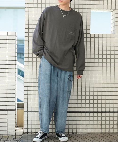 PairPair(ペアペア)の「ポケット刺繍ロンT(ユニセックス)(Tシャツ/カットソー・メンズ・オフホワイト/ブラウン/スミクロ・FREE)」の16枚目の写真