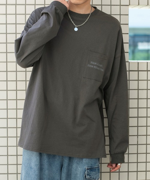 PairPair(ペアペア)の「ポケット刺繍ロンT(ユニセックス)(Tシャツ/カットソー・メンズ・オフホワイト/ブラウン/スミクロ・FREE)」の17枚目の写真