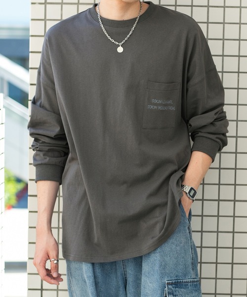 PairPair(ペアペア)の「ポケット刺繍ロンT(ユニセックス)(Tシャツ/カットソー・メンズ・オフホワイト/ブラウン/スミクロ・FREE)」の18枚目の写真