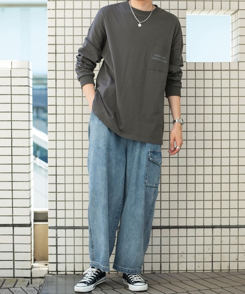 PairPair(ペアペア)の「ポケット刺繍ロンT(ユニセックス)(Tシャツ/カットソー・メンズ・オフホワイト/ブラウン/スミクロ・FREE)」の21枚目の写真