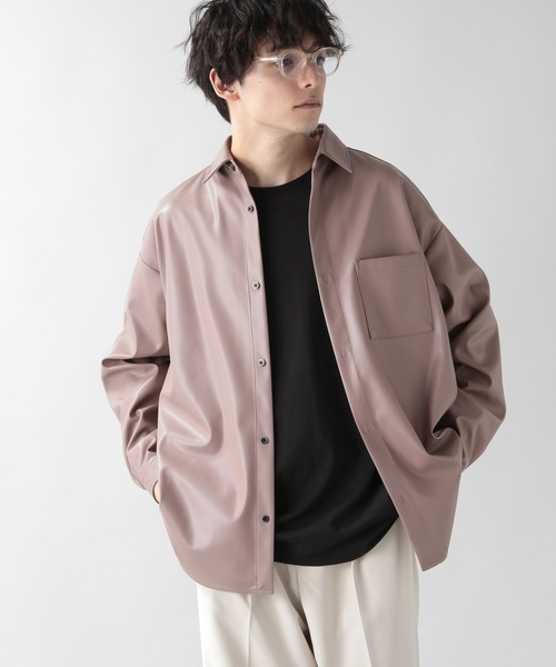 RAGEBLUE（レイジブルー）の「シンセティックレザーシャツ/215199（シャツ/ブラウス・メンズ・ブラック/ベージュ/ピンク・MEDIUM/LARGE）」の3枚目の写真