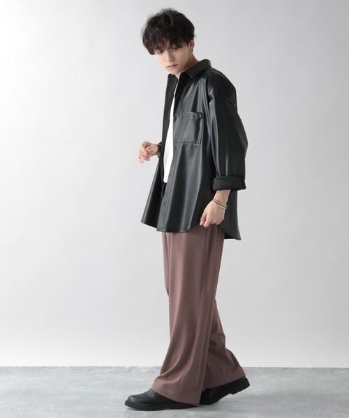 RAGEBLUE（レイジブルー）の「シンセティックレザーシャツ/215199（シャツ/ブラウス・メンズ・ブラック/ベージュ/ピンク・MEDIUM/LARGE）」の7枚目の写真