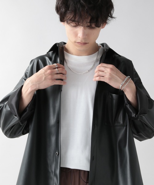 RAGEBLUE（レイジブルー）の「シンセティックレザーシャツ/215199（シャツ/ブラウス・メンズ・ブラック/ベージュ/ピンク・MEDIUM/LARGE）」の4枚目の写真
