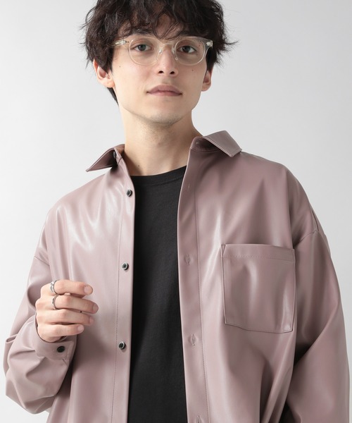 RAGEBLUE（レイジブルー）の「シンセティックレザーシャツ/215199（シャツ/ブラウス・メンズ・ブラック/ベージュ/ピンク・MEDIUM/LARGE）」の8枚目の写真