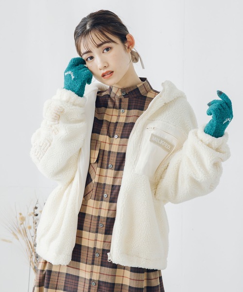 MILKFED.(ミルクフェド)の「SLEEVE LOGO HOODED JACKET(ブルゾン・レディース・ホワイト/ベージュ/レッド/ブラック/ライトグリーン・M/S)」の11枚目の写真