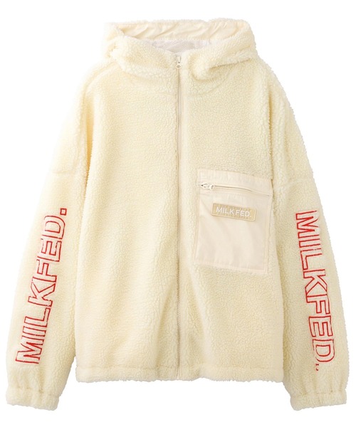 MILKFED.(ミルクフェド)の「SLEEVE LOGO HOODED JACKET(ブルゾン・レディース・ホワイト/ベージュ/レッド/ブラック/ライトグリーン・M/S)」の18枚目の写真