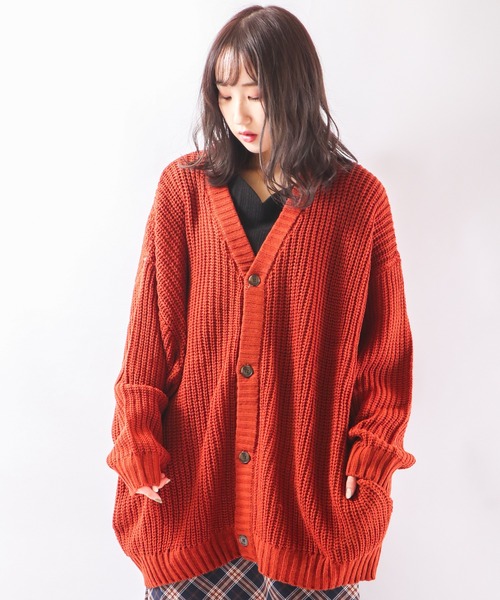 Revo.（レボ）の「畦編み 5G ルーズニットカーディガン（カーディガン/ボレロ・メンズ・グレー/マスタード/ブルー/ブラック/ワイン/アイボリー/パープル/グリーン/ダークオレンジ/ネイビー・1/2）」の19枚目の写真