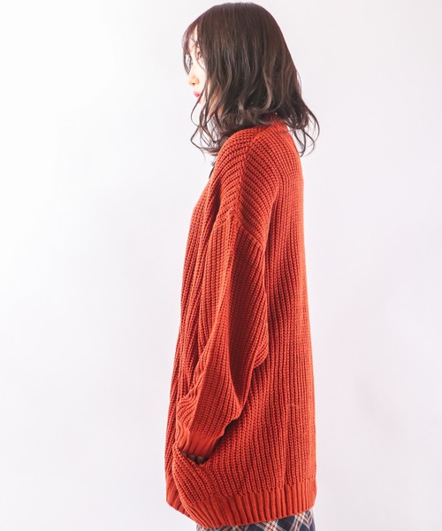 Revo.（レボ）の「畦編み 5G ルーズニットカーディガン（カーディガン/ボレロ・メンズ・グレー/マスタード/ブルー/ブラック/ワイン/アイボリー/パープル/グリーン/ダークオレンジ/ネイビー・1/2）」の20枚目の写真