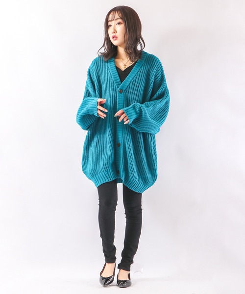 Revo.（レボ）の「畦編み 5G ルーズニットカーディガン（カーディガン/ボレロ・メンズ・グレー/マスタード/ブルー/ブラック/ワイン/アイボリー/パープル/グリーン/ダークオレンジ/ネイビー・1/2）」の14枚目の写真