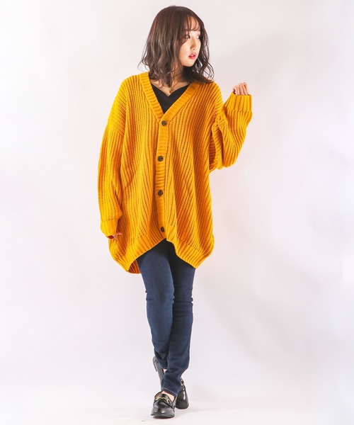 Revo.（レボ）の「畦編み 5G ルーズニットカーディガン（カーディガン/ボレロ・メンズ・グレー/マスタード/ブルー/ブラック/ワイン/アイボリー/パープル/グリーン/ダークオレンジ/ネイビー・1/2）」の18枚目の写真