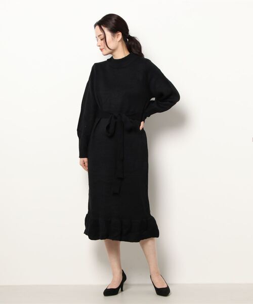 White Collection（ホワイトコレクション）の「2021AW フリル裾ボリューム袖ハイネックニットワンピース（ワンピース・レディース・ブラック/オフホワイト/モカ/アイボリー/ベージュ・FREE）」の20枚目の写真