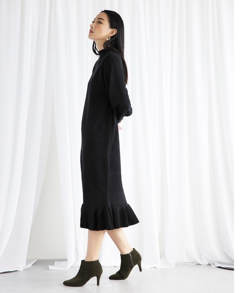 White Collection（ホワイトコレクション）の「2021AW フリル裾ボリューム袖ハイネックニットワンピース（ワンピース・レディース・ブラック/オフホワイト/モカ/アイボリー/ベージュ・FREE）」の13枚目の写真